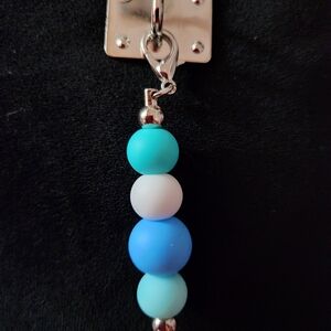 Blue and White Beaded Tumbler Charm